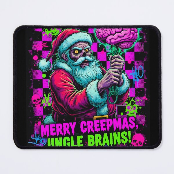 Item preview, Zombie Santa "Merry Creepmas, Jingle Brains" | Neon Horror Christmas Art designed and sold by VelvetMoonie.