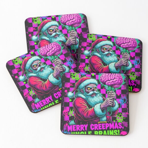Item preview, Zombie Santa "Merry Creepmas, Jingle Brains" | Neon Horror Christmas Art designed and sold by VelvetMoonie.