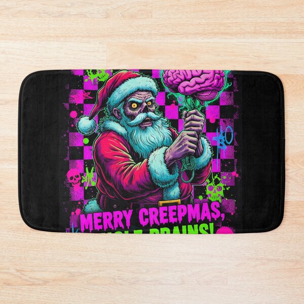 Item preview, Zombie Santa "Merry Creepmas, Jingle Brains" | Neon Horror Christmas Art designed and sold by VelvetMoonie.