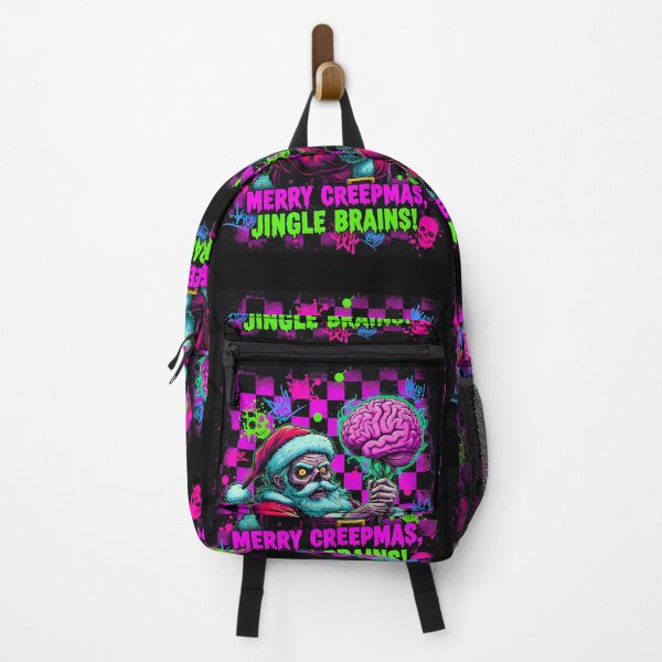 Item preview, Zombie Santa "Merry Creepmas, Jingle Brains" | Neon Horror Christmas Art designed and sold by VelvetMoonie.