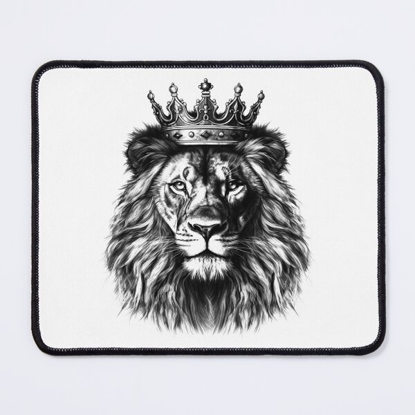 Item preview, Crowned Lion – Black and White Royal Animal Art designed and sold by inkoutninja.