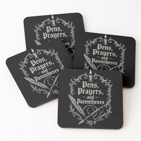 Item preview, Gothic Writer Quote Art – “Pens, Prayers, and Parentheses” Design – Dark Academia Aesthetic Illustration designed and sold by Mouraludia.
