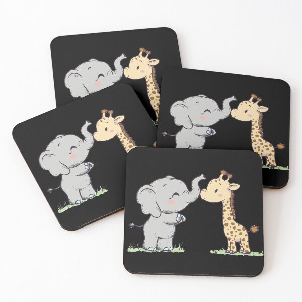 Item preview, Baby Elephant greeting Baby Giraffe designed and sold by ClubVacay.