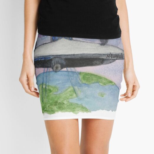 &quot;Trekkin&quot;, Cosmos series, watercolor Mini Skirt