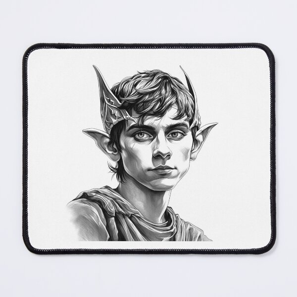 Item preview, Elven Warrior Portrait – Black and White Fantasy Elf Art designed and sold by inkoutninja.