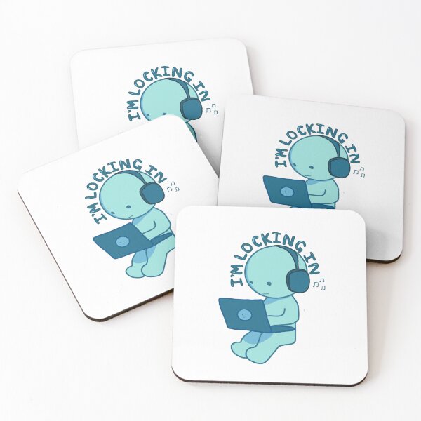 Item preview, Blue Monochrome "I'm Locking In" Smiski with Headphones Sticker designed and sold by caikiru.