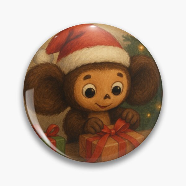 Item preview, Cheburashka in a Santa Hat Wrapping Gifts designed and sold by Russian101.