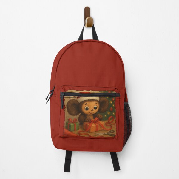 Item preview, Cheburashka in a Santa Hat Wrapping Gifts designed and sold by Russian101.