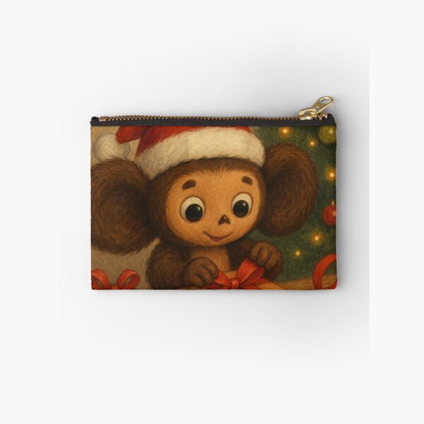 Item preview, Cheburashka in a Santa Hat Wrapping Gifts designed and sold by Russian101.