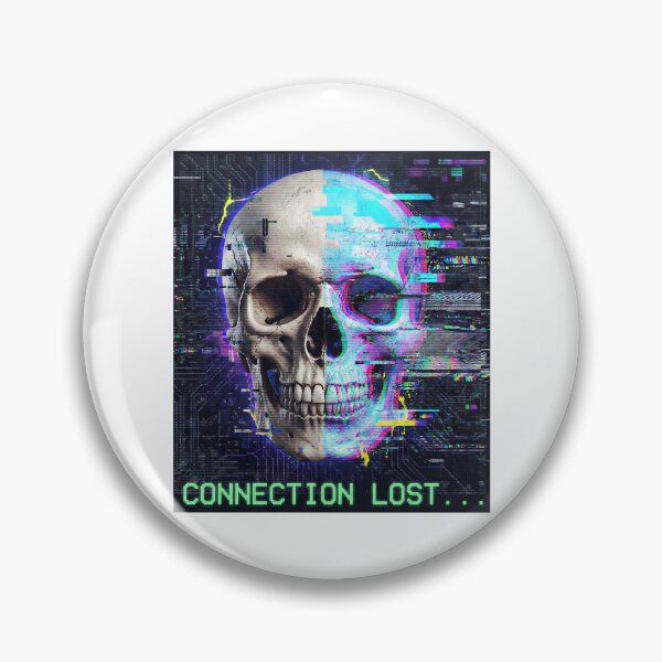Artikelvorschau, Verbindung verloren: Glitch Art Skull – Cyberpunk Streetwear entworfen und verkauft von NextLevelThread.