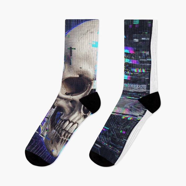Item preview, Connection Lost: Glitch Art Skull - Cyberpunk Streetwear designed and sold by NextLevelThread.