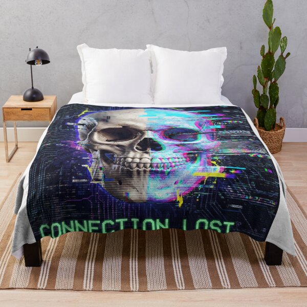 Item preview, Connection Lost: Glitch Art Skull - Cyberpunk Streetwear designed and sold by NextLevelThread.