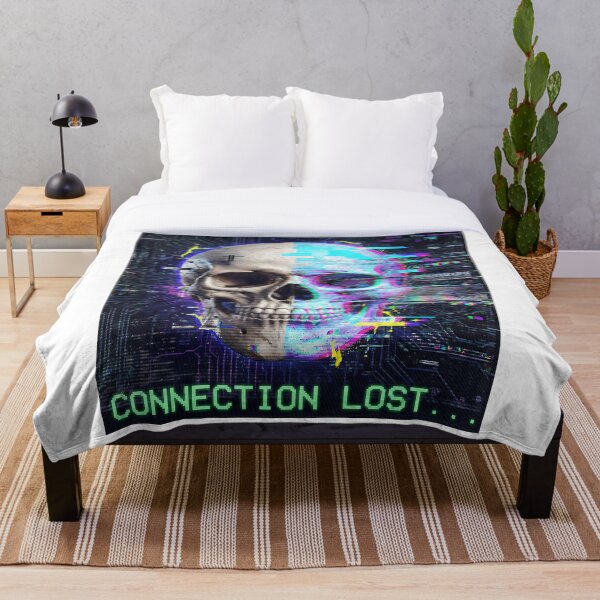 Item preview, Connection Lost: Glitch Art Skull - Cyberpunk Streetwear designed and sold by NextLevelThread.