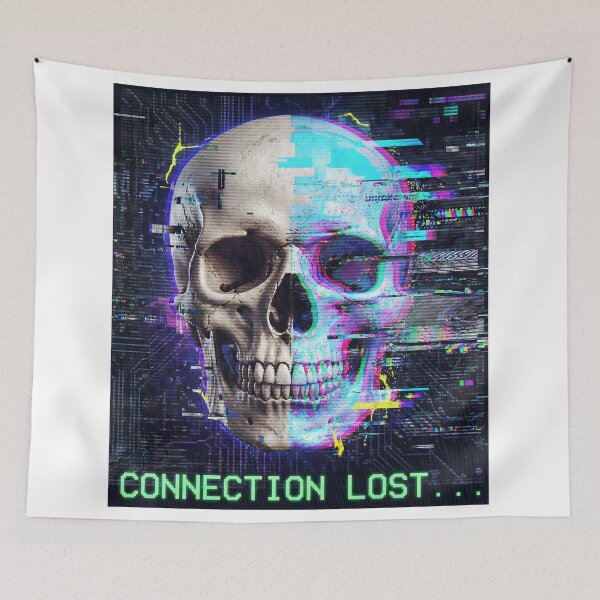 Item preview, Connection Lost: Glitch Art Skull - Cyberpunk Streetwear designed and sold by NextLevelThread.