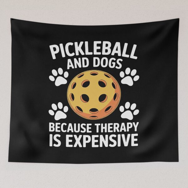 Item preview, pickleball and dogs because therapy is expensive Dogs Lovers designed and sold by velltoons.