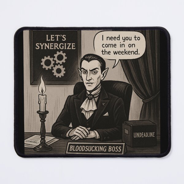 Item preview, Funny Vampire Office Meme – “Bloodsucking Boss” Workplace Humor – Gothic Cartoon Design designed and sold by Mouraludia.