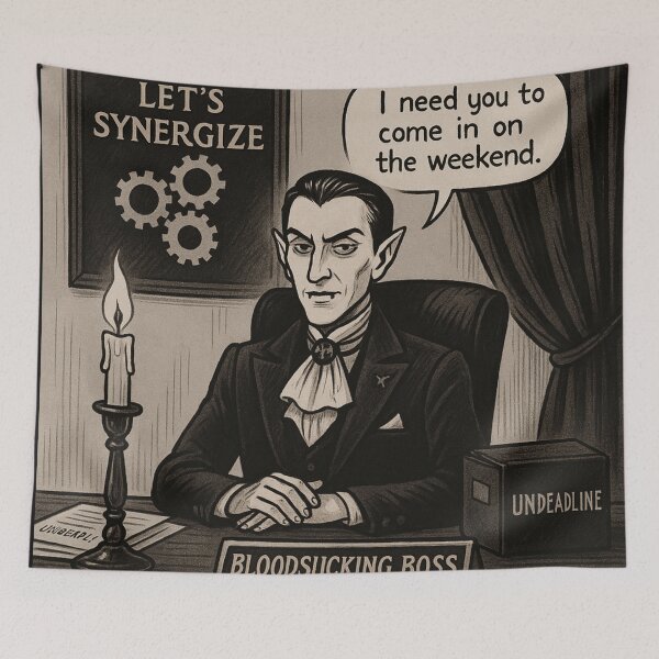 Item preview, Funny Vampire Office Meme – “Bloodsucking Boss” Workplace Humor – Gothic Cartoon Design designed and sold by Mouraludia.
