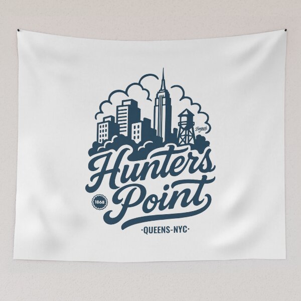 Item preview, Hunters Point Queens Skyline and lettering designed and sold by Boogosh.