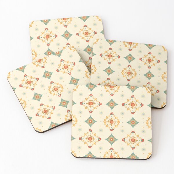 Item preview, Decorative Geometric Tile Pattern in Warm Terracotta, Teal, and Cream for Backgrounds and Design Projects designed and sold by KanDa-Shop.
