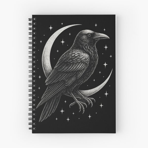 Item preview, Gothic Raven and Moon Art – Celestial Crow Illustration – Dark Occult Aesthetic Design designed and sold by Mouraludia.
