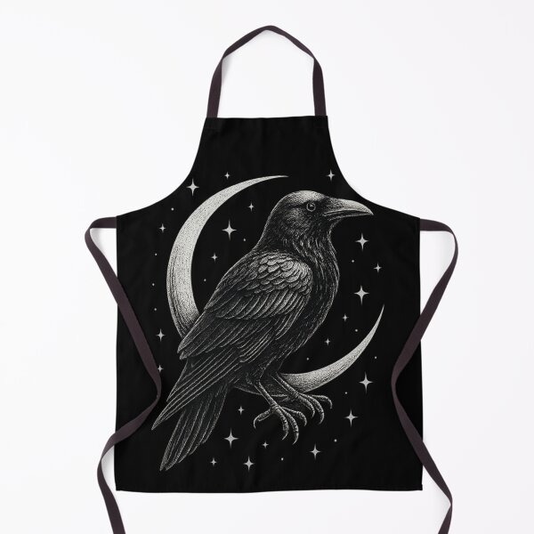Item preview, Gothic Raven and Moon Art – Celestial Crow Illustration – Dark Occult Aesthetic Design designed and sold by Mouraludia.