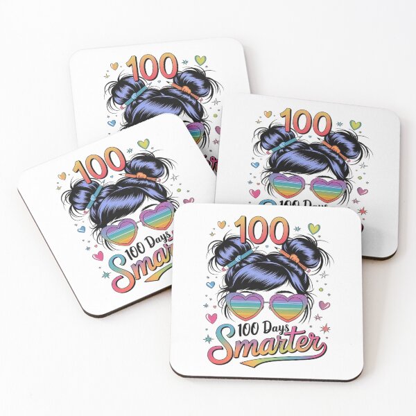 Item preview, 100 Days Smarter 100th Day Of School Messy Bun Hair Girls  designed and sold by catsdothingz.