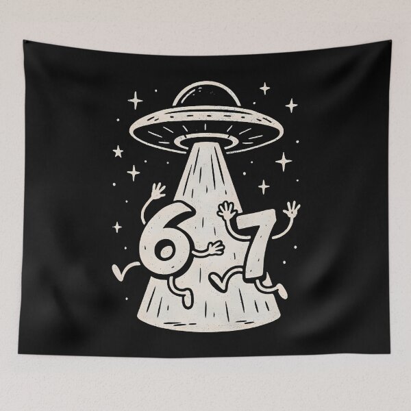 Item preview, 67 Internet Meme Ufo Six Seven Viral Trend Gen Alpha Slang designed and sold by JaimeTrudie.