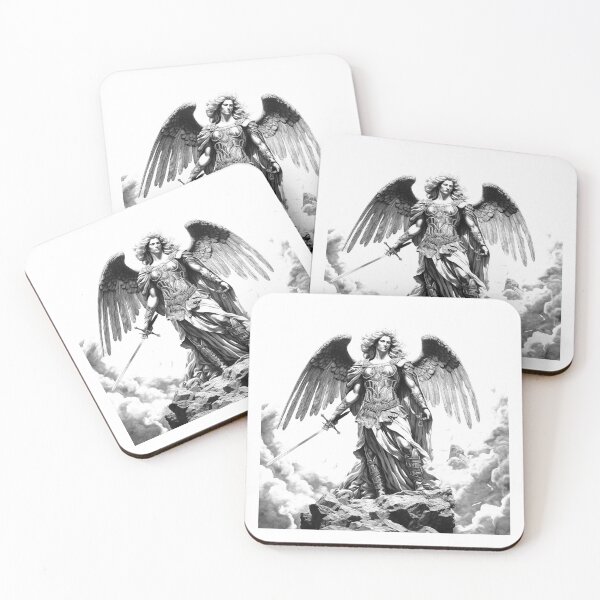Item preview, Warrior Angel – Black and White Epic Fantasy Art designed and sold by inkoutninja.
