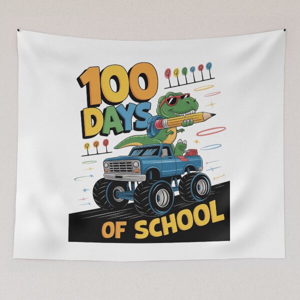 Item preview, 100th Day of School Monster Truck Dinosaur 100 Days School designed and sold by catsdothingz.