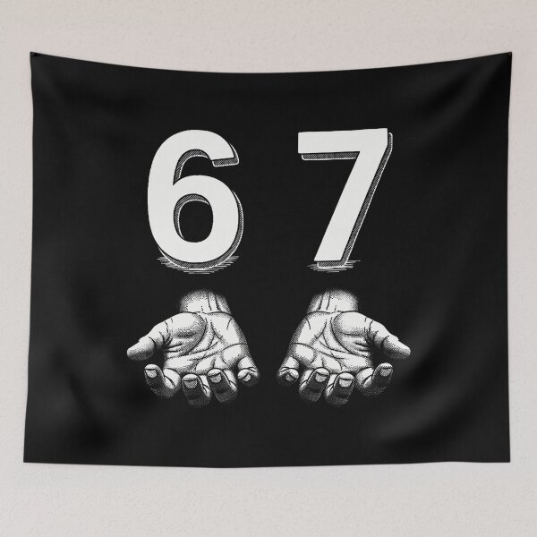 Aperçu de l'œuvre Mème drôle Six Seven 67 Gen Alpha Slang Hands créée et vendue par TerriMichelle.