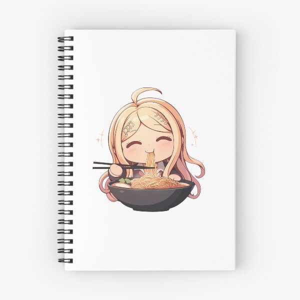 Item preview, Kaede Akamatsu Danganronpa Anime Kawaii Ramen Chibi Joyful Noodle Slurping Time designed and sold by Raslbazola.