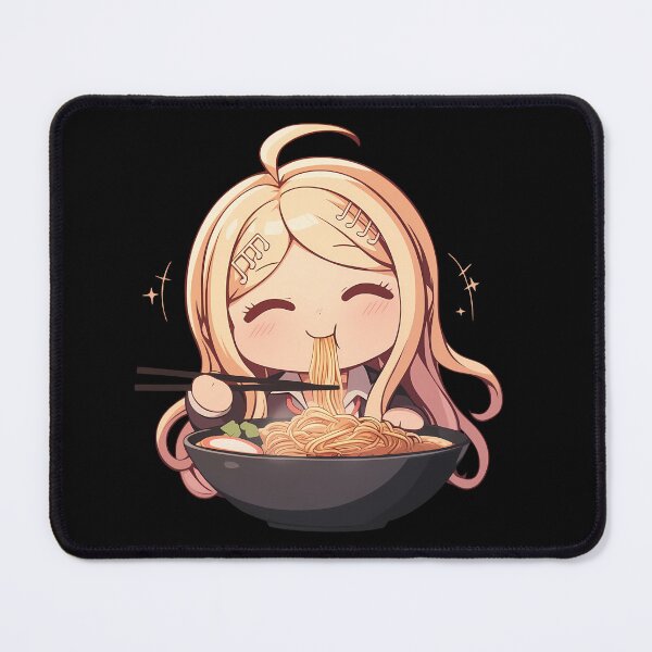 Item preview, Kaede Akamatsu Danganronpa Anime Kawaii Ramen Chibi Joyful Noodle Slurping Time designed and sold by Raslbazola.