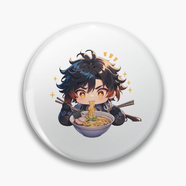 Item preview, Zhongli Genshin Impact Game Kawaii Ramen Chibi Calm Relaxed Noodle Moment designed and sold by Raslbazola.