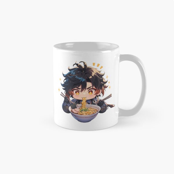 Item preview, Zhongli Genshin Impact Game Kawaii Ramen Chibi Calm Relaxed Noodle Moment designed and sold by Raslbazola.