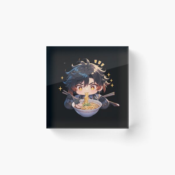 Item preview, Zhongli Genshin Impact Game Kawaii Ramen Chibi Calm Relaxed Noodle Moment designed and sold by Raslbazola.