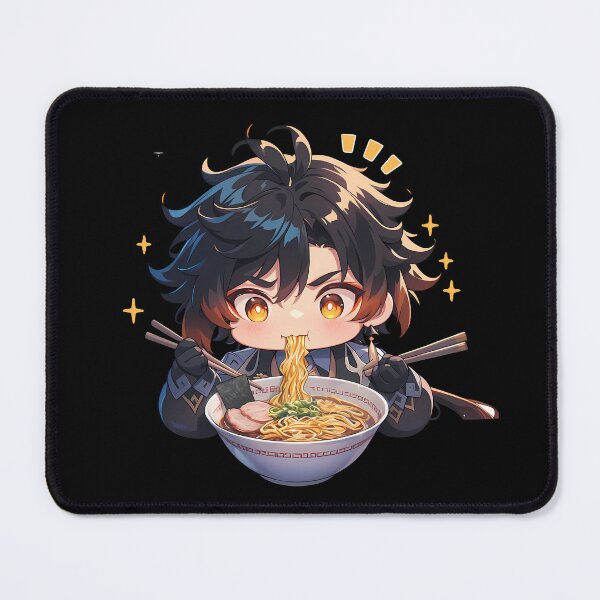 Item preview, Zhongli Genshin Impact Game Kawaii Ramen Chibi Calm Relaxed Noodle Moment designed and sold by Raslbazola.