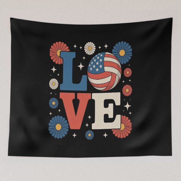 Item preview, Volleyball Love 4th of July US American Flag Volleyball designed and sold by catsdothingz.