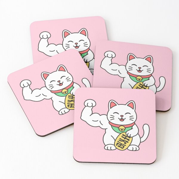 Item preview, Lucky Cat Flexing Biceps - Kawaii Maneki Neko Gym Fitness Design designed and sold by Brogress Project.