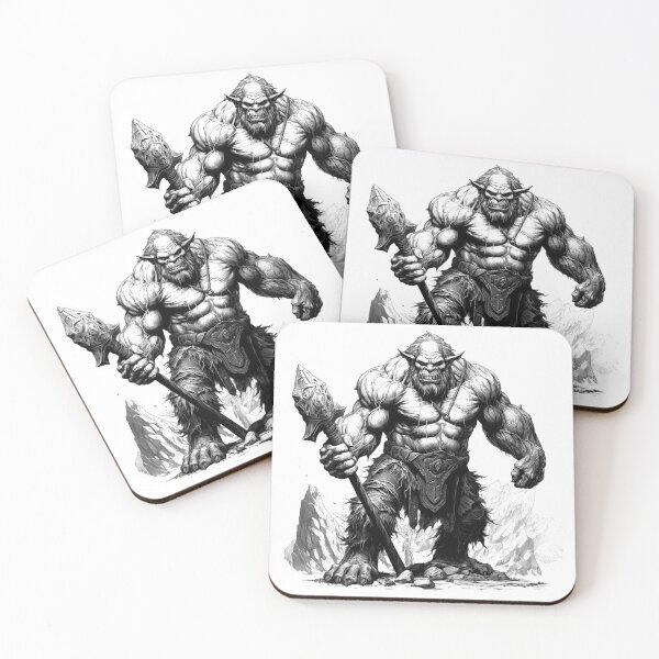 Item preview, Orc Warlord – Black and White Fantasy Monster Art designed and sold by inkoutninja.