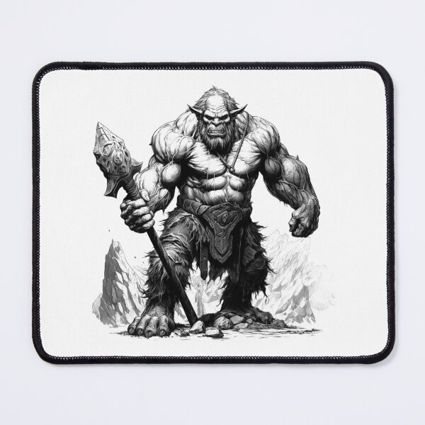 Item preview, Orc Warlord – Black and White Fantasy Monster Art designed and sold by inkoutninja.