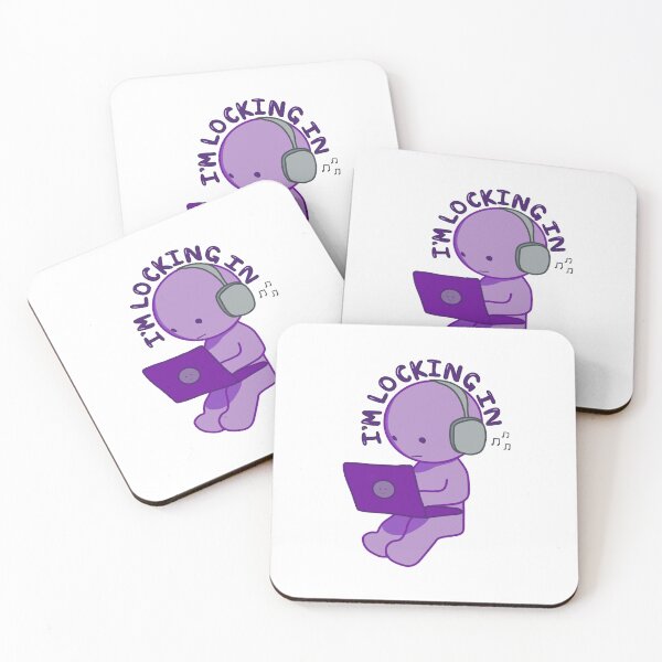 Item preview, Purple "I'm Locking In" Smiski with Headphones Sticker Sticker designed and sold by caikiru.
