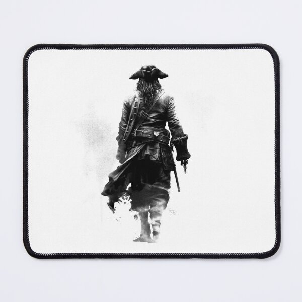 Item preview, Lone Pirate – Black and White Nautical Outlaw Art designed and sold by inkoutninja.