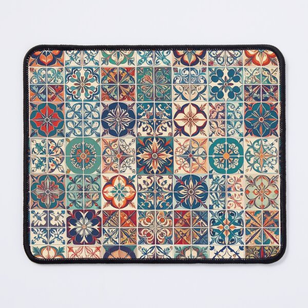 Item preview, Vintage Ceramic Tile Collage Pattern • Mediterranean Mosaic Design • Colorful Boho Seamless Print designed and sold by baheeya.
