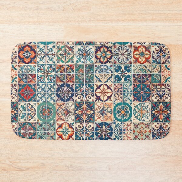 Item preview, Vintage Ceramic Tile Collage Pattern • Mediterranean Mosaic Design • Colorful Boho Seamless Print designed and sold by baheeya.