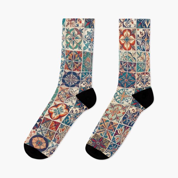 Item preview, Vintage Ceramic Tile Collage Pattern • Mediterranean Mosaic Design • Colorful Boho Seamless Print designed and sold by baheeya.