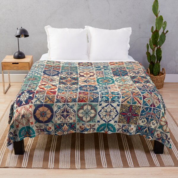 Item preview, Vintage Ceramic Tile Collage Pattern • Mediterranean Mosaic Design • Colorful Boho Seamless Print designed and sold by baheeya.