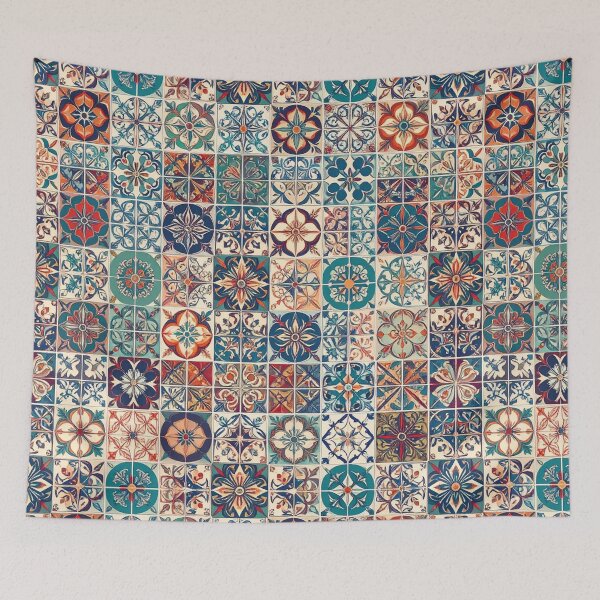 Item preview, Vintage Ceramic Tile Collage Pattern • Mediterranean Mosaic Design • Colorful Boho Seamless Print designed and sold by baheeya.