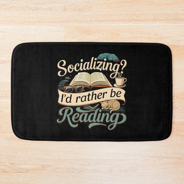 Item preview, Socializing I'D Rather Be Reading Bookworm Cat designed and sold by vaharisanic.
