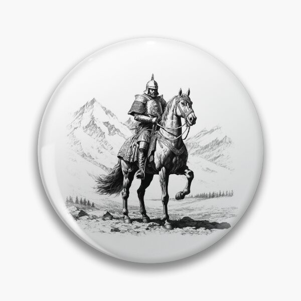 Item preview, Mounted Knight – Black and White Medieval Fantasy Art designed and sold by inkoutninja.