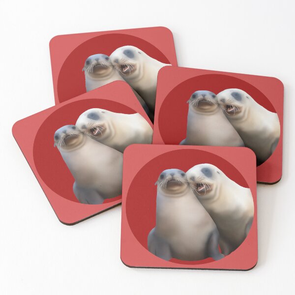 Item preview, Funny sea lion pup friends on red designed and sold by GivernyKate.